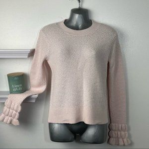 CLUB Monaco Light Pink Wool Blend Sweater Ruffled Cuff XS